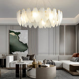 Post Modern Glass Feather Chandelier with Three Step Dimming for Dining Room and Living Room Decor