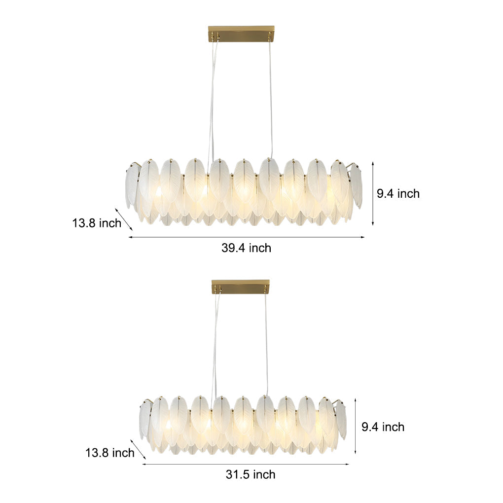 Post Modern Glass Feather Chandelier with Three Step Dimming for Dining Room and Living Room Decor