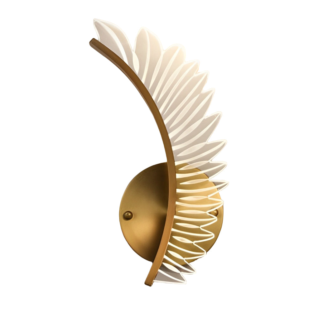 Postmodern Acrylic Leaf Design LED Wall Sconce Copper Finish with Three Color Dimming