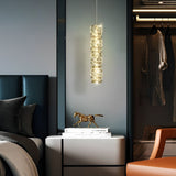 Postmodern Crystal LED Pendant Light with Three Color Dimming for Bedroom Dining Room Chrome Gold