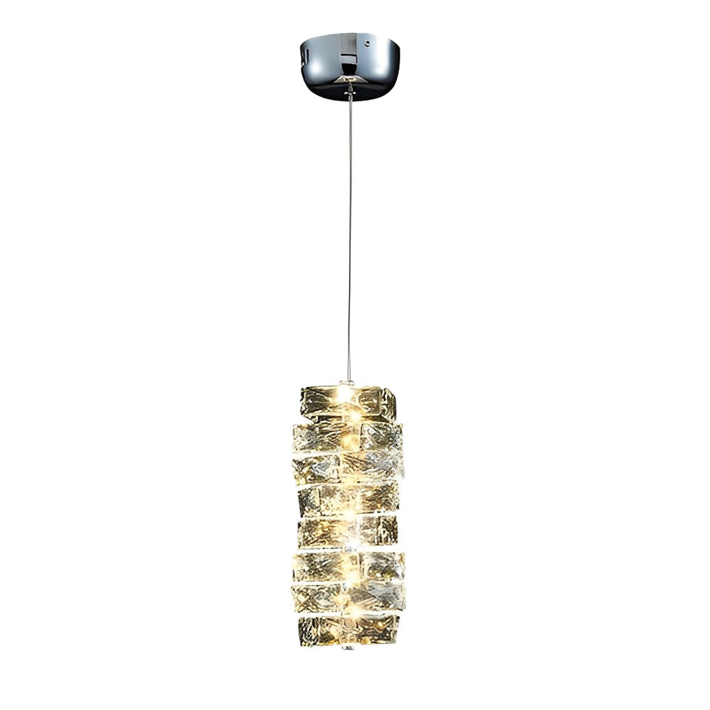 Postmodern Crystal LED Pendant Light with Three Color Dimming for Bedroom Dining Room Chrome Gold
