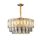 Postmodern Crystal Strip Pendant Light with Three Color Temperature LED for Living Dining Room