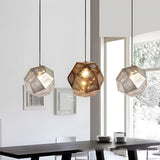 Postmodern Electroplated Round Metal Chandelier Geometric Hollow Hanging Ceiling Light