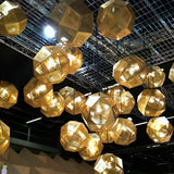 Postmodern Electroplated Round Metal Chandelier Geometric Hollow Hanging Ceiling Light