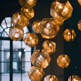 Postmodern Electroplated Round Metal Chandelier Geometric Hollow Hanging Ceiling Light