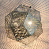 Postmodern Electroplated Round Metal Chandelier Geometric Hollow Hanging Ceiling Light