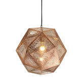 Postmodern Electroplated Round Metal Chandelier Geometric Hollow Hanging Ceiling Light