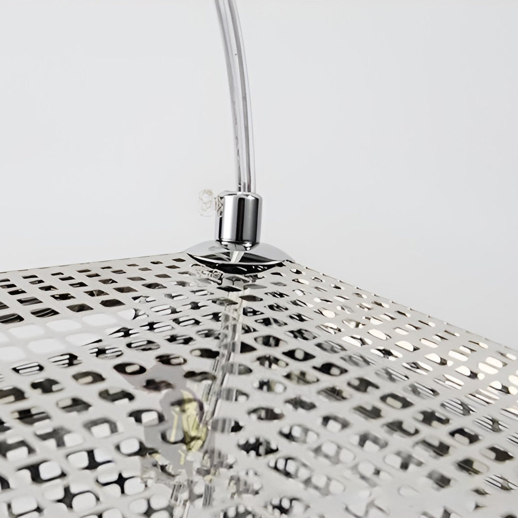 Postmodern Electroplated Round Metal Chandelier Geometric Hollow Hanging Ceiling Light