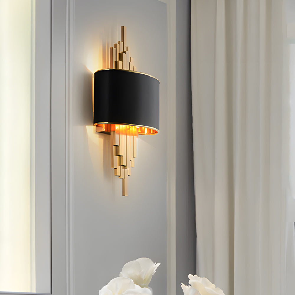 Postmodern Fabric Shade Wall Sconce Luxury Interior Iron Wall Light for Bedroom and Hallway
