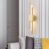 Postmodern LED Up and Down Wall Sconce Lighting for Bedroom and Living Room Gold and Black Finish