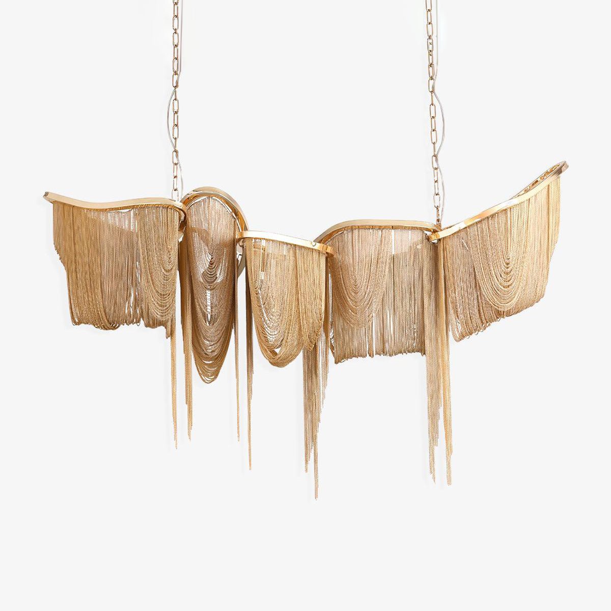 Postmodern Rectangular Tassel Chandelier Luxury LED Ceiling Light for Dining Room and Living Area
