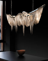 Postmodern Rectangular Tassel Chandelier Luxury LED Ceiling Light for Dining Room and Living Area
