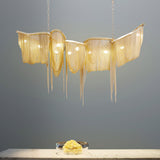 Postmodern Rectangular Tassel Chandelier Luxury LED Ceiling Light for Dining Room and Living Area
