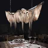 Postmodern Rectangular Tassel Chandelier Luxury LED Ceiling Light for Dining Room and Living Area