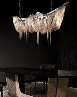 Postmodern Rectangular Tassel Chandelier Luxury LED Ceiling Light for Dining Room and Living Area