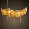 Postmodern Rectangular Tassel Chandelier Luxury LED Ceiling Light for Dining Room and Living Area