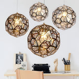 Postmodern Stainless Steel Globe Chandelier Geometric Spherical Hanging Light for Home