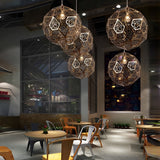 Postmodern Stainless Steel Globe Chandelier Geometric Spherical Hanging Light for Home