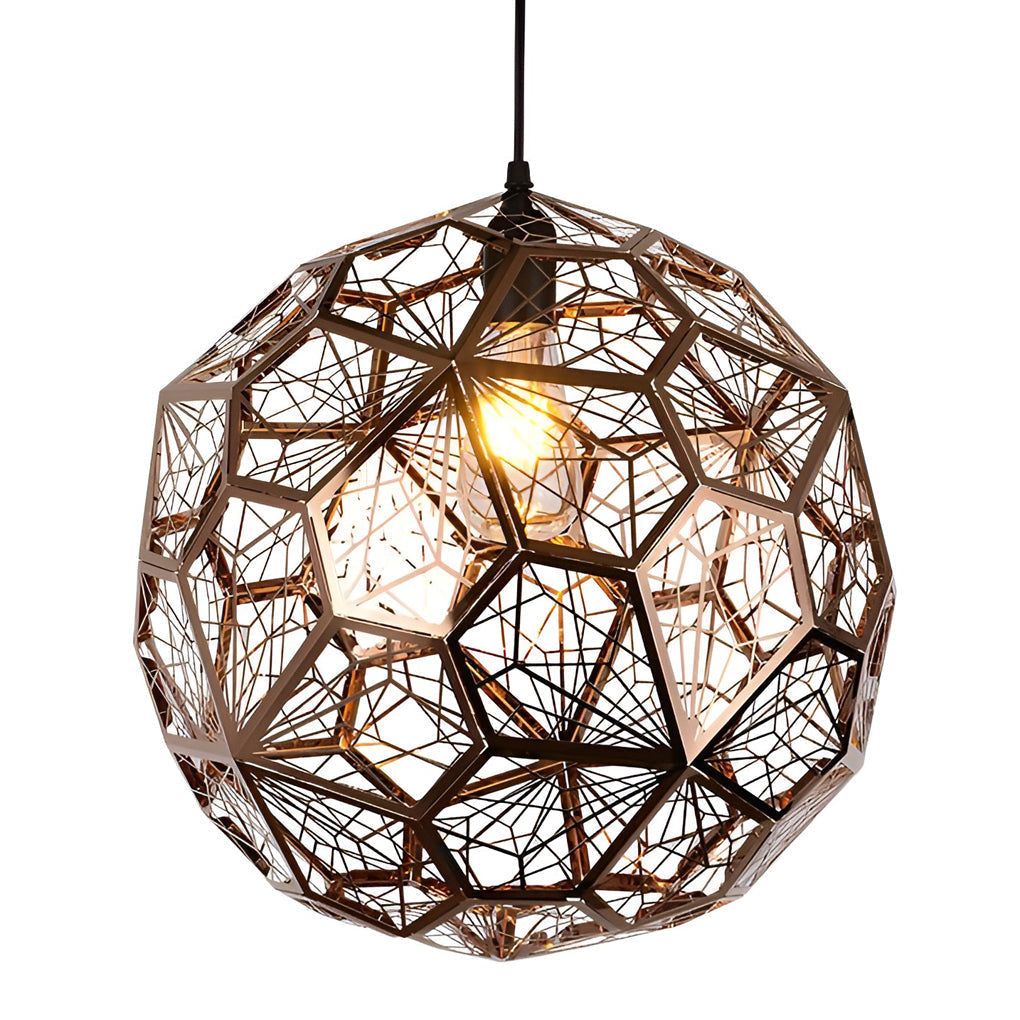 Postmodern Stainless Steel Globe Chandelier Geometric Spherical Hanging Light for Home
