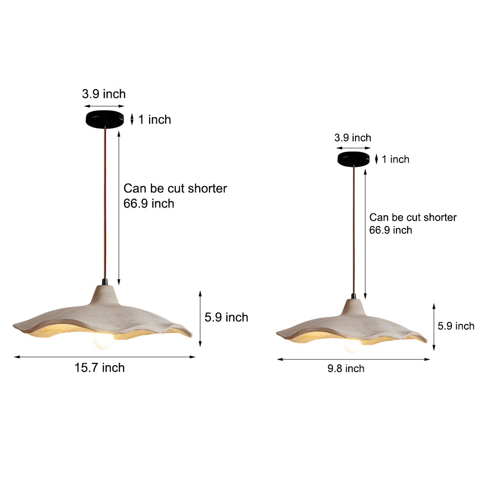 Pottery Yellow Cement Wave Pendant Light Japanese Wabi Sabi Style Industrial Ceiling Lamp