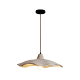 Pottery Yellow Cement Wave Pendant Light Japanese Wabi Sabi Style Industrial Ceiling Lamp