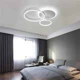 Modern 3 Layer Circle LED Flush Mount Ceiling Light Dimmable 26 Inch White Black Brown
