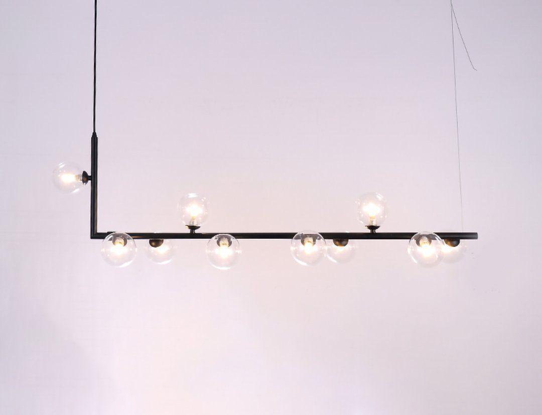 modern-linear-chandelier-with-clear-glass-globe-shades-for-geometric-dining-room-lighting