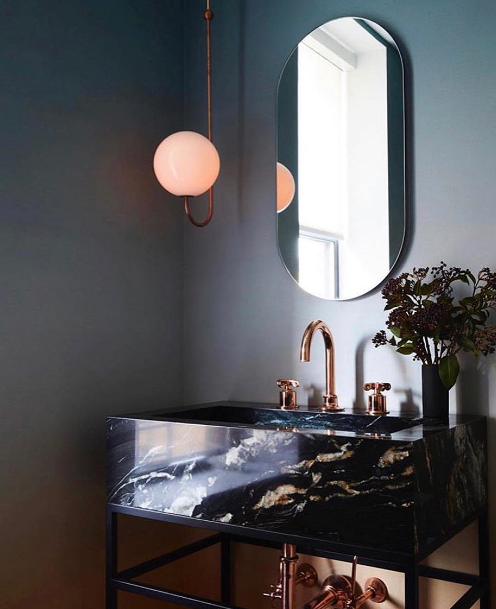 mid-century-modern-triple-angle-brass-pendant-lamp-with-opal-glass-globe-shade