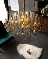 modern-antique-brass-starburst-chandelier-with-clear-crystal-glass-rods