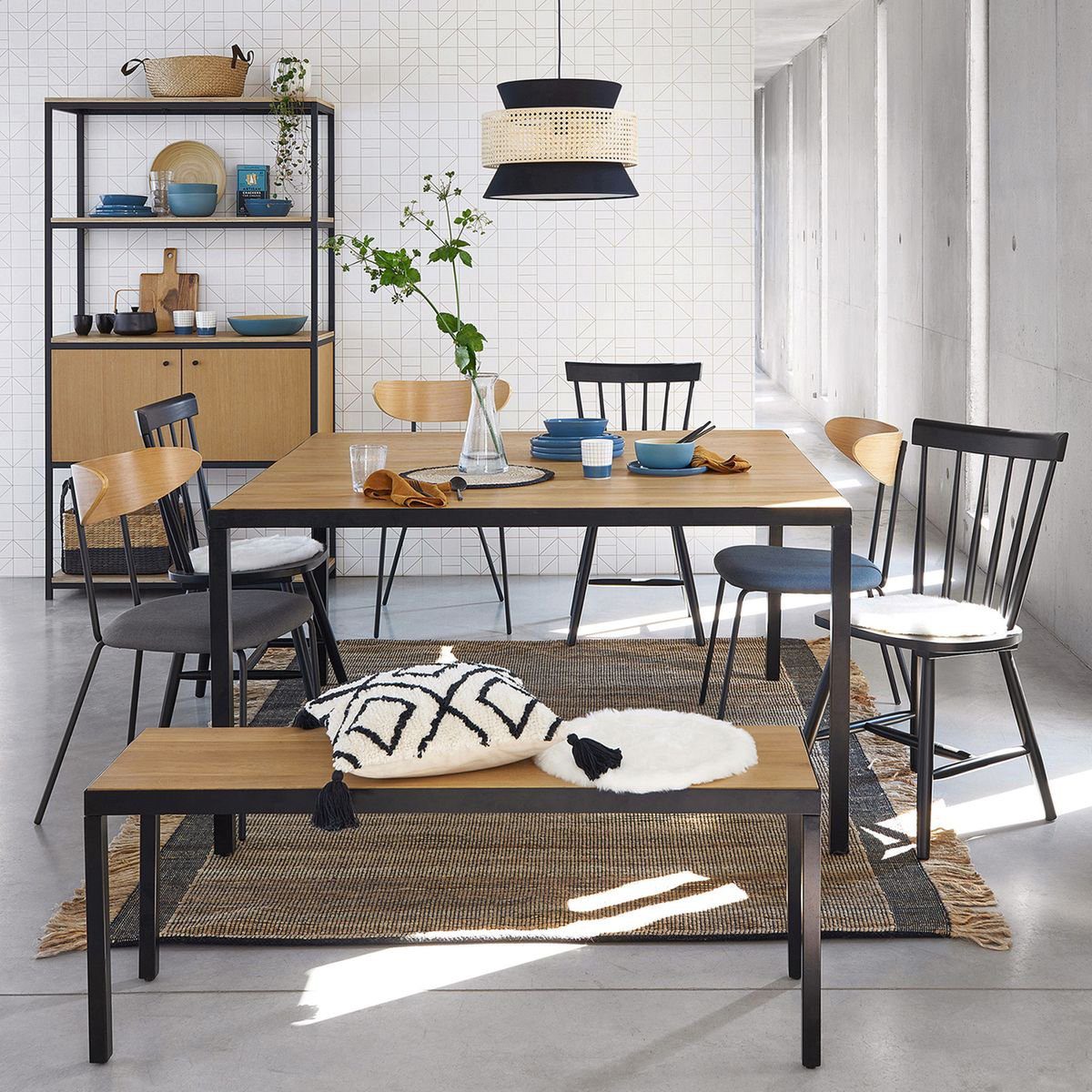 woven-rattan-cane-and-linen-pendant-light-vintage-style-suspended-ceiling-fixture