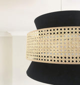 woven-rattan-cane-and-linen-pendant-light-vintage-style-suspended-ceiling-fixture