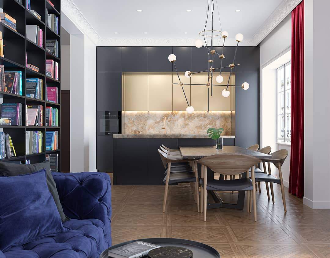 modern-hand-blown-glass-globe-chandelier-with-elegant-brass-and-copper-finishes