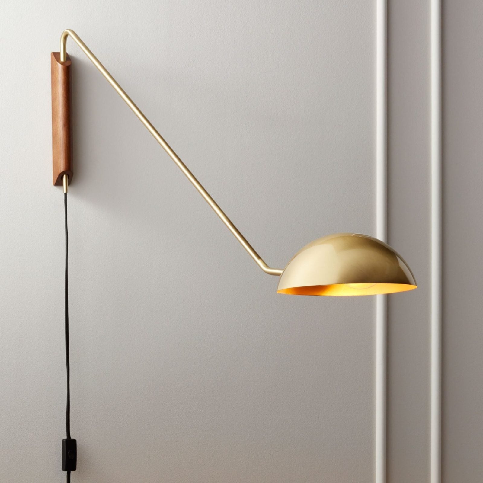 modern-adjustable-swing-arm-wall-lamp-with-dome-shade-and-wood-detail-plug-in-sconce