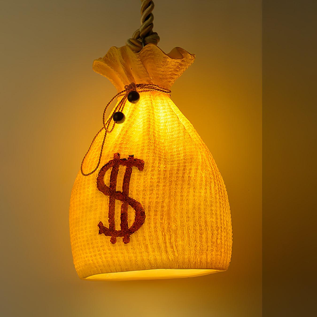 Prosperity Pouch Resin Pendant Light Lucky Money Bag Hanging Lamp for Interior Decor