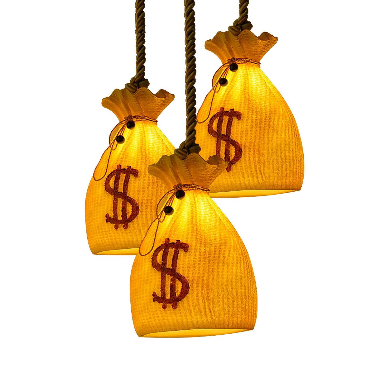 Prosperity Pouch Resin Pendant Light Lucky Money Bag Hanging Lamp for Interior Decor