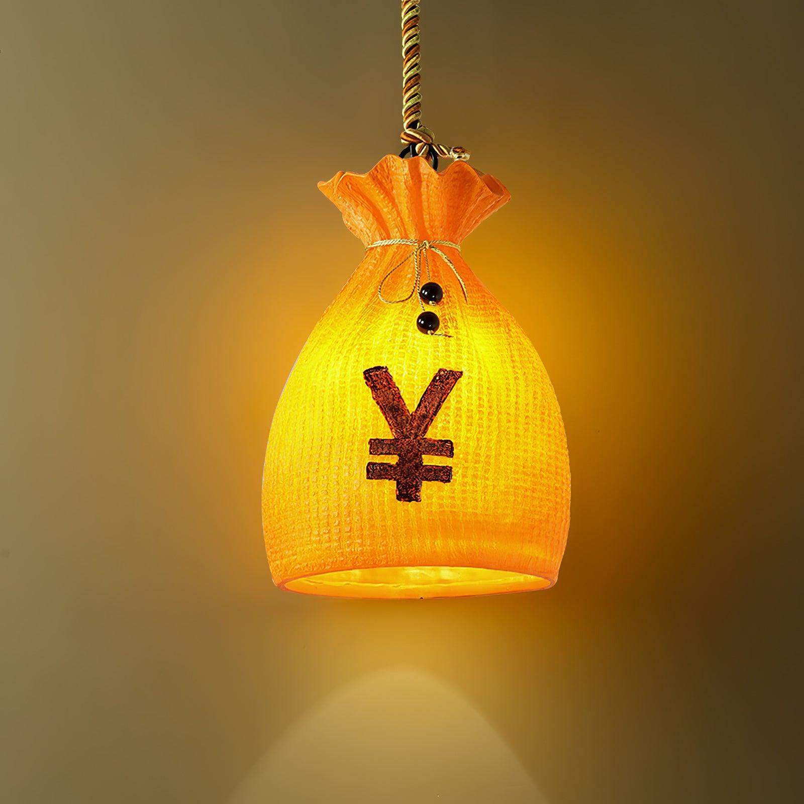 Prosperity Pouch Resin Pendant Light Lucky Money Bag Hanging Lamp for Interior Decor