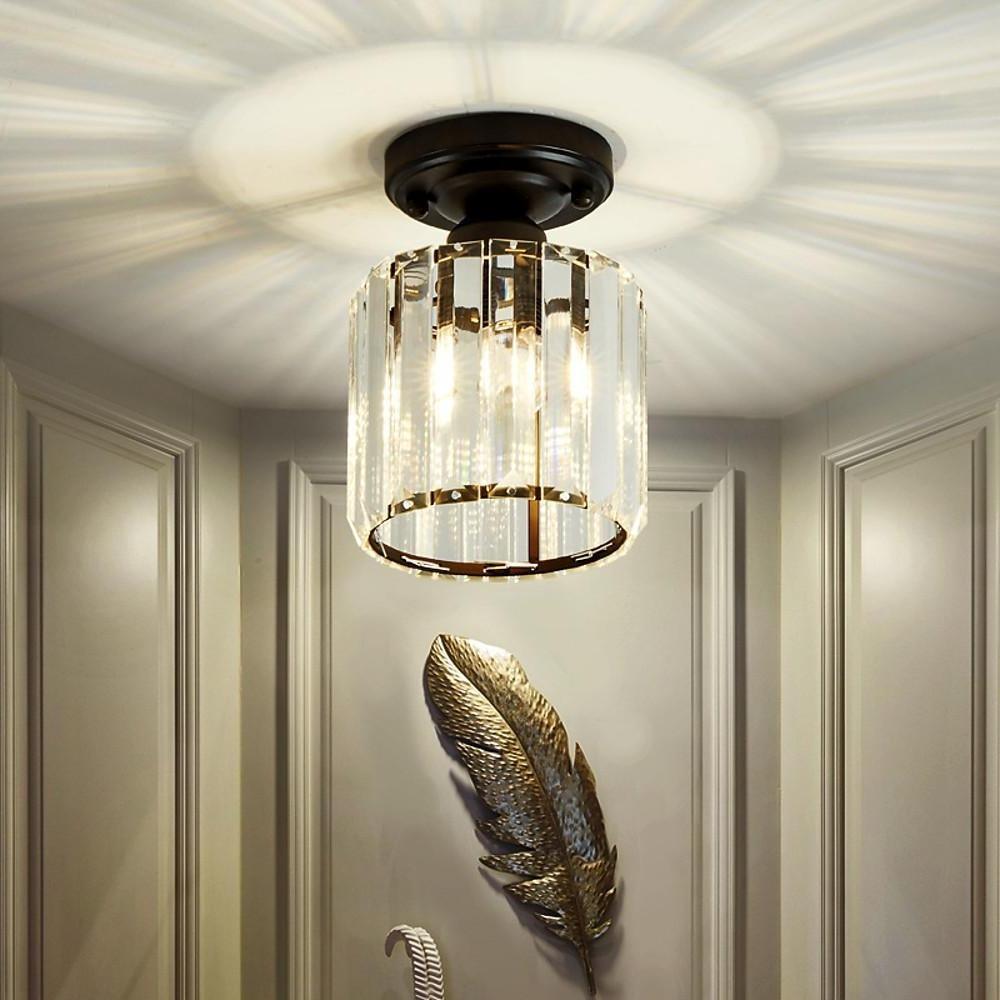 Modern Crystal LED Flush Mount Ceiling Light Industrial Metal Lamp for Hallway