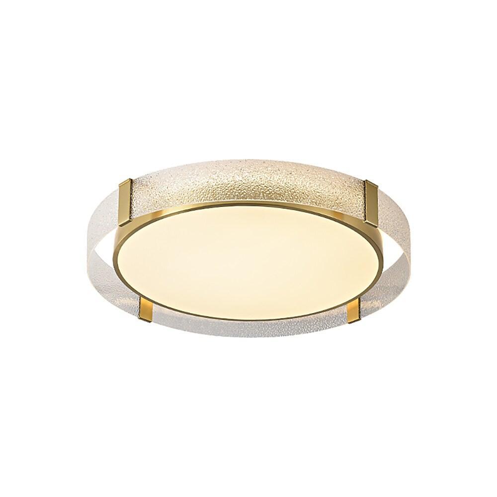Modern Copper LED Flush Mount Ceiling Light Nordic Brass Circular Glass Fixture