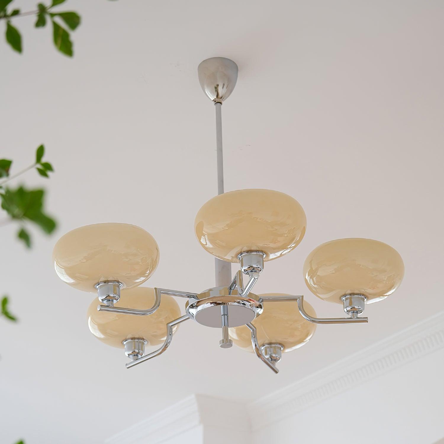 Puja Mid Century Modern Glass Globe Chandelier for Dining Room and Entryway Lighting