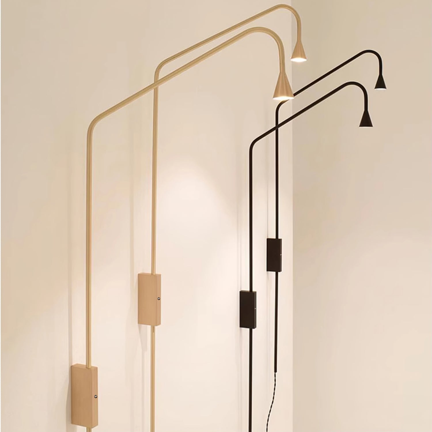 Pureform Geometric LED Wall Sconce Minimalist Indoor Lighting in Gold and Black