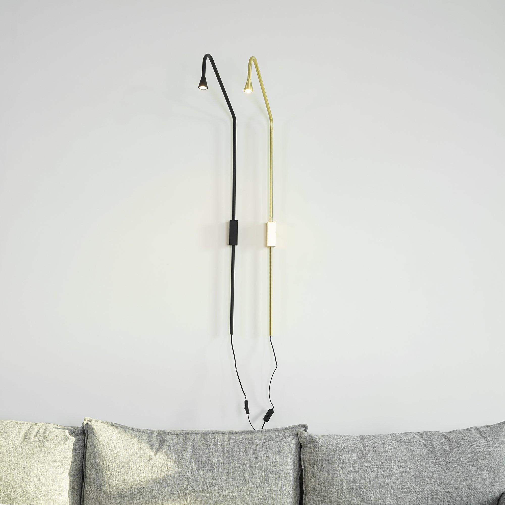 Pureform Geometric LED Wall Sconce Minimalist Indoor Lighting in Gold and Black