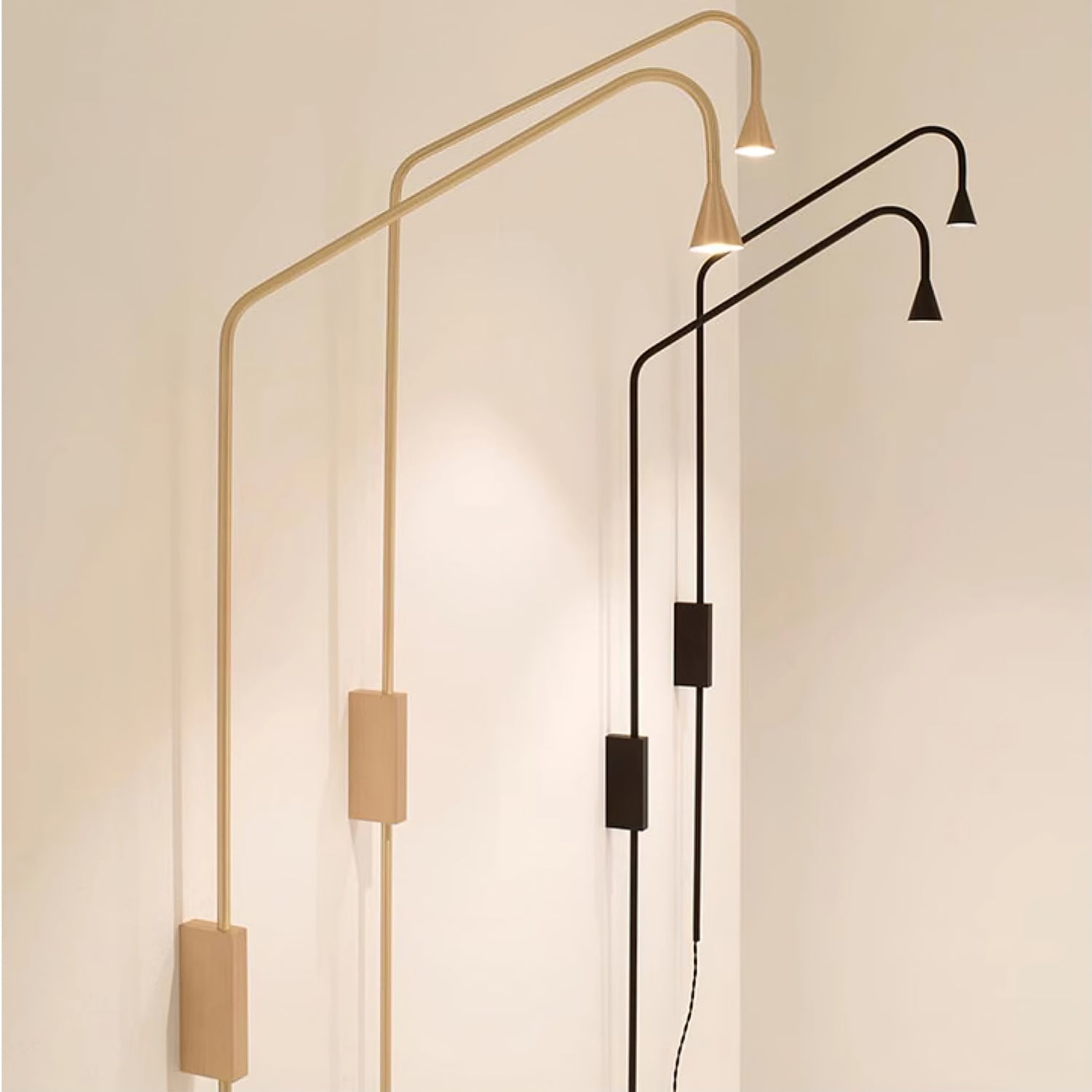 Pureform Geometric LED Wall Sconce Minimalist Indoor Lighting in Gold and Black