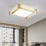 Modern Copper LED Flush Mount Ceiling Light Nordic Brass Circular Glass Fixture