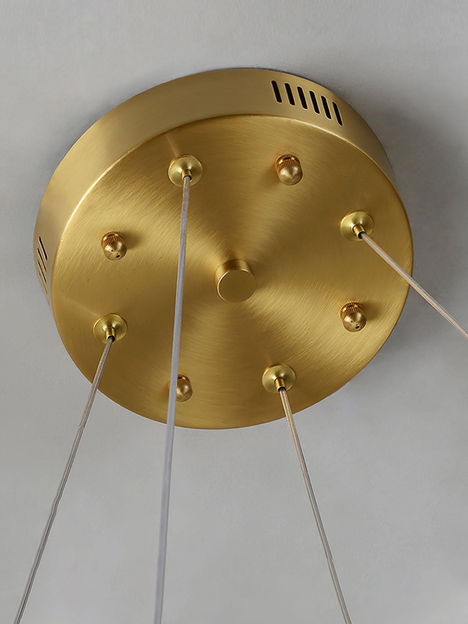 Qatar Alabaster Stone and Brass Luxury LED Pendant Chandelier for Living Dining Room