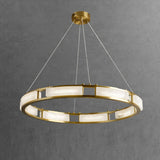 Qatar Alabaster Stone and Brass Luxury LED Pendant Chandelier for Living Dining Room