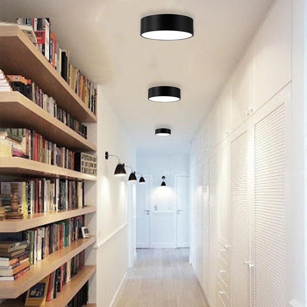 Minimalist Black Flush Mount LED Ceiling Light Modern Cylindrical Fixture for Hallway and Dining Room