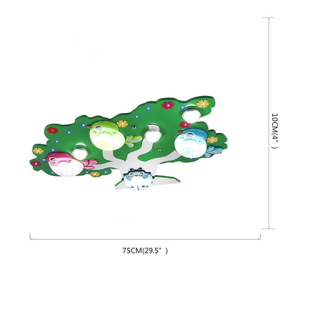 Modern Painted Glass Wildlife LED Ceiling Fixture for Baby Nursery and Kids Playroom