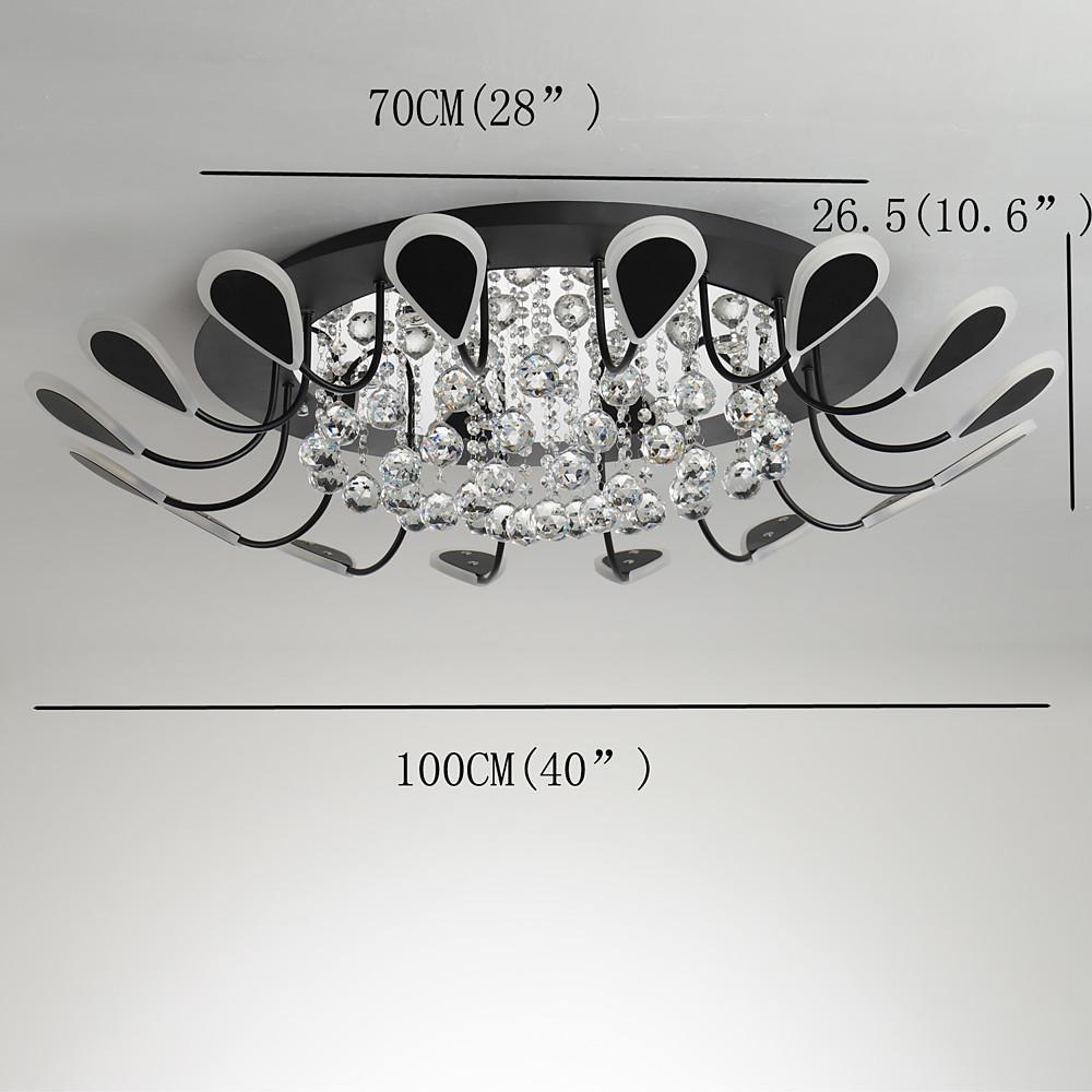 Modern Flower Crystal LED Flush Mount Ceiling Light Dimmable Chandelier for Living Room