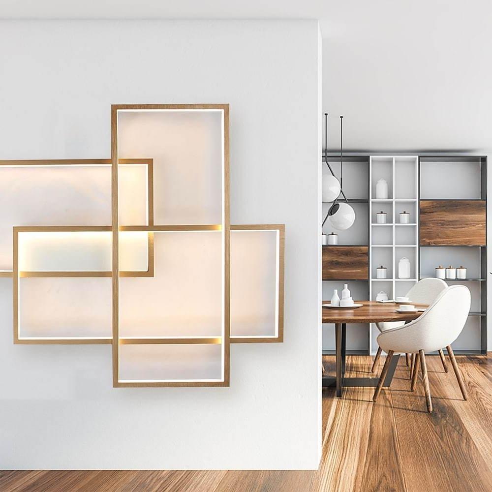 Modern Rectangular Three Tier LED Flush Mount Ceiling Light with Integrated Central Panel