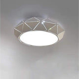 Modern Geometric Drum Shaped LED Flush Mount Ceiling Light for Living Room and Bedroom